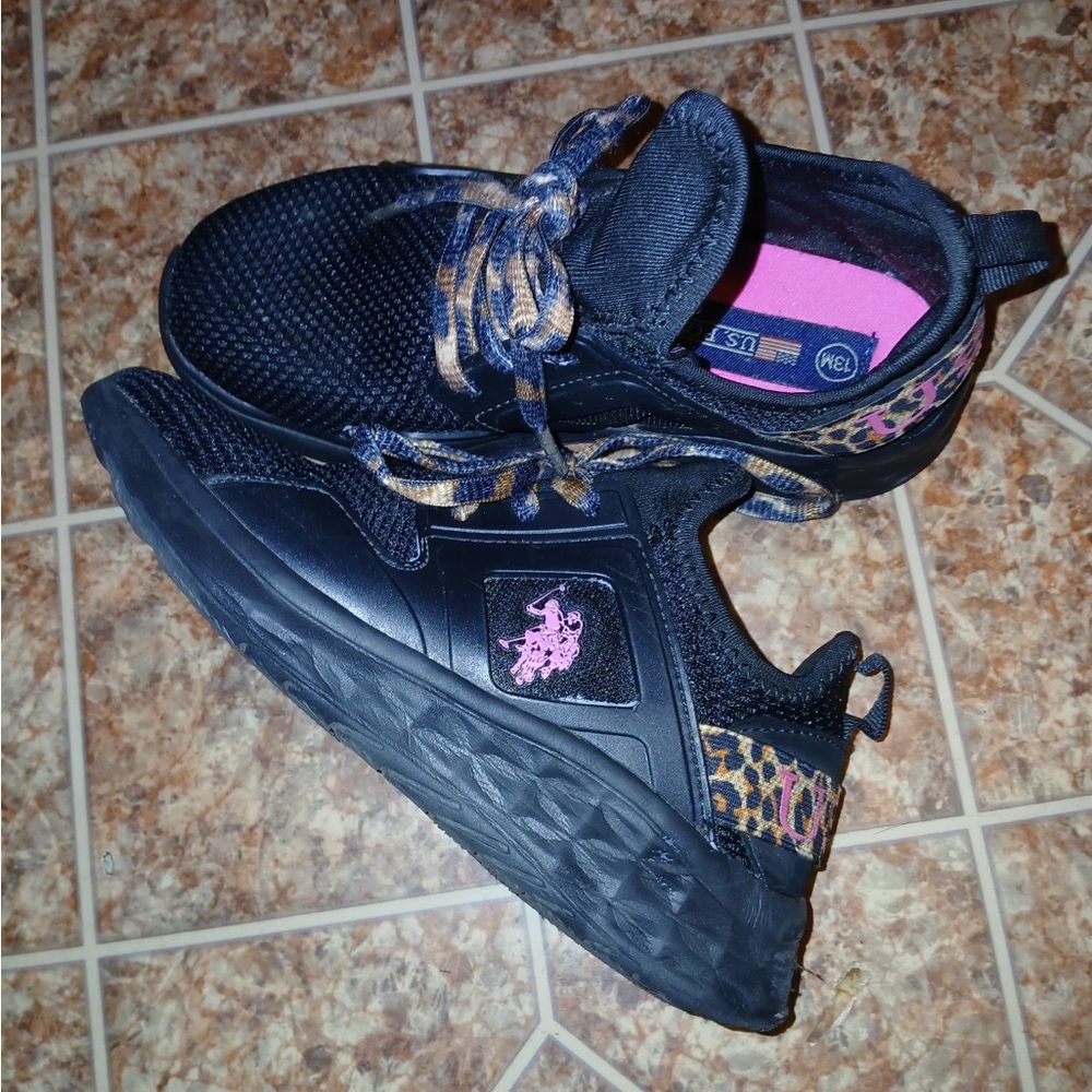 U.S. Polo Assn. Black and Pink Kids Sneakers